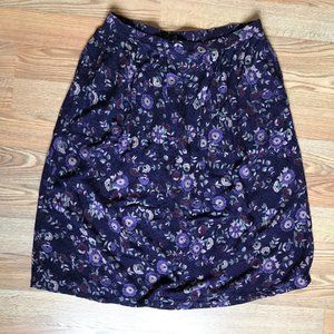 Vintage Purple Paisley Floral Pattern Midi Skirt